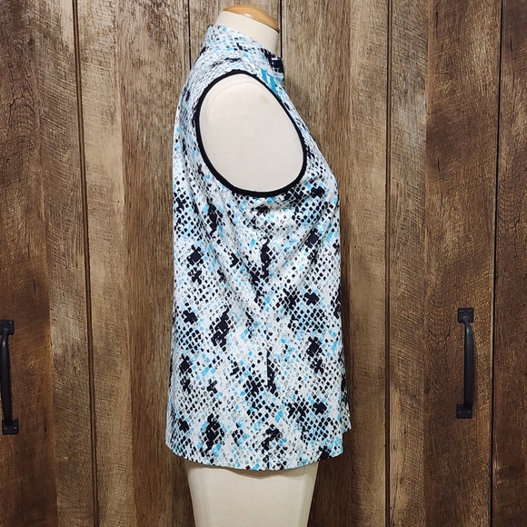 *SOLD* Tail Sleeveless 1/4 Zip Shirt Blue White Black Golf Tennis EUC Womens M - Picture 5 of 9